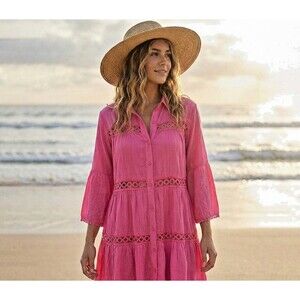 Cloth & Portrait Pink Boho Tunic Top/Dress – Women's Size Large